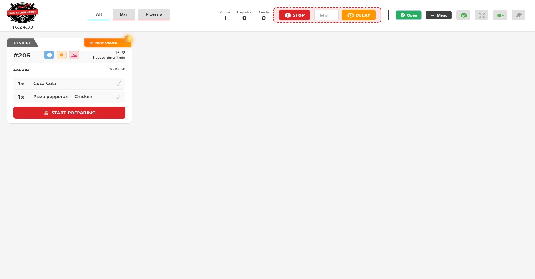 KDS Interface Light Theme